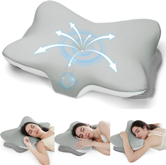 Almohada cervical ergonómica grande color gris