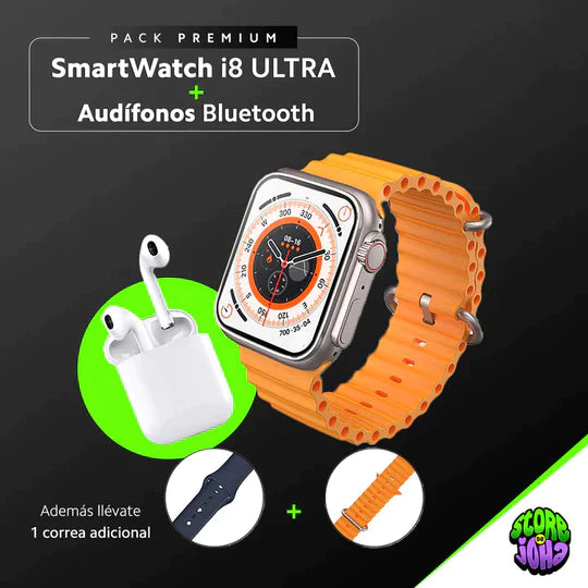 PACK SMARTWATCH I8 ULTRA + AUDÍFONOS BLUETOOTH