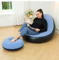 Sill�n inflable azul con reposapi�s